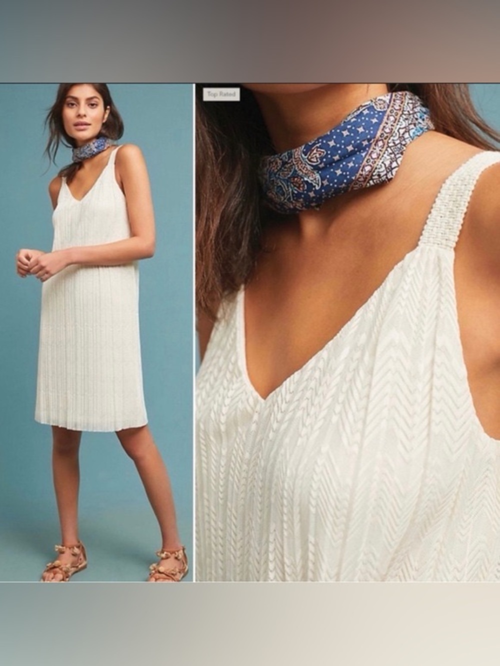 Anthropologie Cream Lace-Trim Tank